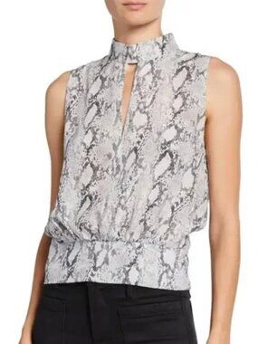 FRAME Sleeveless Snake-Print Party Top